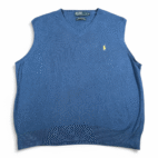 Vintage Polo Ralph Lauren Sweater Vest Adult LARGE Blue Pima Cotton Pony 90s