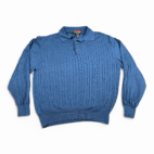 Vintage Jos A Bank Polo Shirt Adult LARGE Blue Cable Knit Italy Preppy 90s