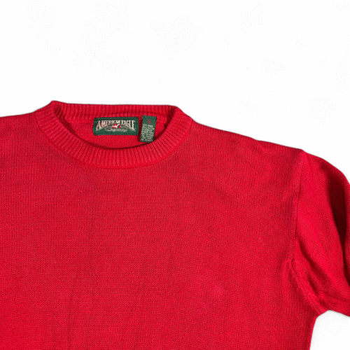 Vintage American Eagle Sweater Adult MEDIUM Red Cotton Ramie Knit 90s