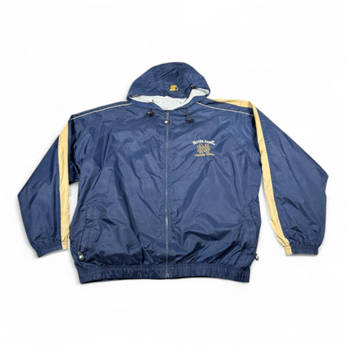 Vintage Notre Dame Jacket Adult LARGE Blue Gold Windbreaker Starter Irish 90s