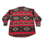 Vintage Bugle Boy Jacket Adult LARGE Red Black Southwest Aztec Fleece Snaps 90s