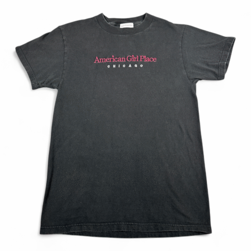 Vintage American Girl Shirt Womens MEDIUM Black Chicago Place Dolls Shop USA 90s