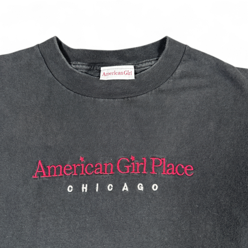 Vintage American Girl Shirt Womens MEDIUM Black Chicago Place Dolls Shop USA 90s