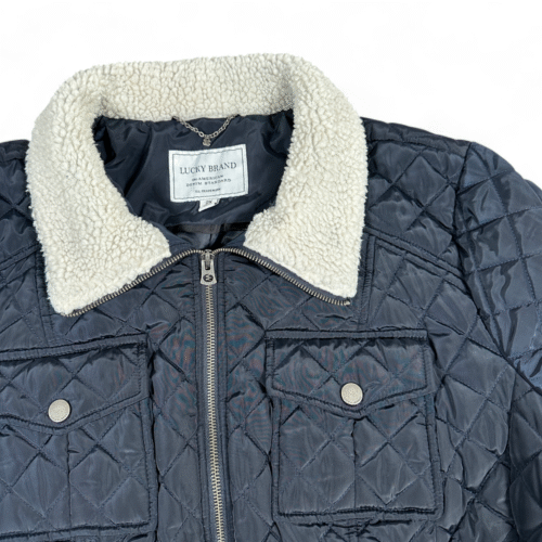 Lucky Brand Jacket Womens 2XL Blue Quilted Sherpa Zip Insulated Lining Pockets