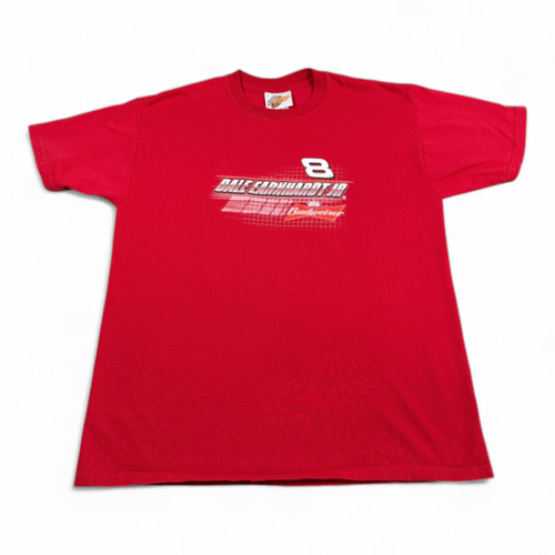 Vintage Dale Earnhardt Jr Shirt Adult LARGE Red Budweiser NASCAR Auto Racing Y2K