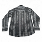 Wrangler Western Shirt Adult MEDIUM Black Gray Silver Striped Pearl Snap Cowboy