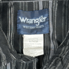 Wrangler Western Shirt Adult MEDIUM Black Gray Silver Striped Pearl Snap Cowboy