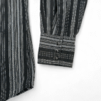 Wrangler Western Shirt Adult MEDIUM Black Gray Silver Striped Pearl Snap Cowboy