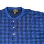 Vintage Eddie Bauer Shirt Adult 2XL Blue Buffalo Check Plaid Henley USA 90s