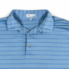 Peter Millar Polo Shirt Adult LARGE Blue Striped Golf Preppy Luxury Cotton