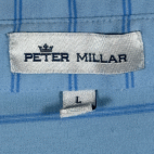 Peter Millar Polo Shirt Adult LARGE Blue Striped Golf Preppy Luxury Cotton