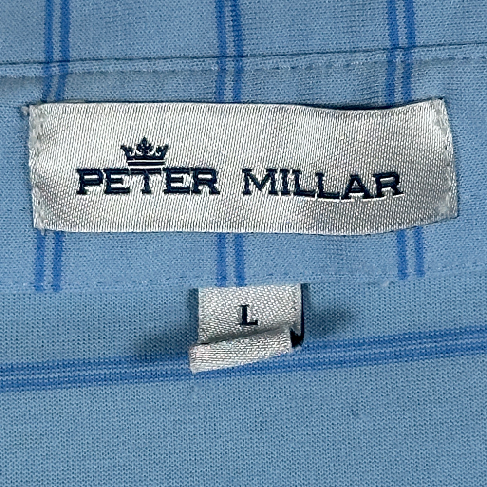 Peter Millar Polo Shirt Adult LARGE Blue Striped Golf Preppy Luxury Cotton-5 Peter Millar Polo Shirt Adult LARGE Blue Striped Golf Preppy Luxury Cotton