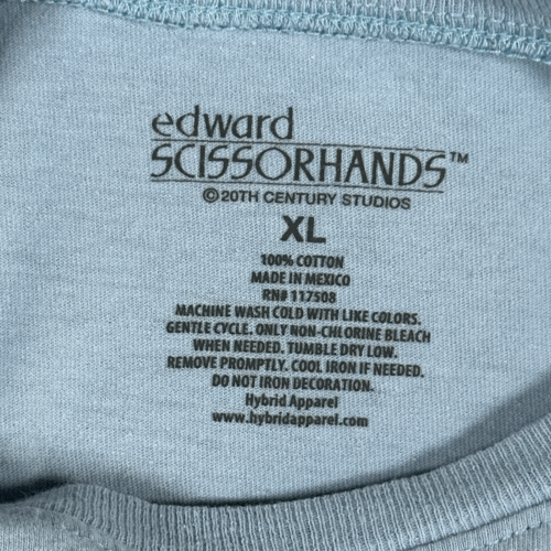 Edward Scissorhands Shirt Womens LARGE Blue Crop Top Goth Movie Tim Burton Retro