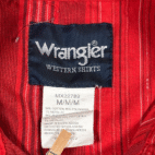 Wrangler Western Shirt Adult MEDIUM Red Metallic Striped Pearl Snap Cowboy Rodeo
