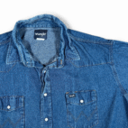 Wrangler Western Shirt Adult 4XL Blue Denim Dark Wash Big Man Pearl Snap 20x35