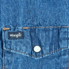 Wrangler Western Shirt Adult 4XL Blue Denim Dark Wash Big Man Pearl Snap 20x35
