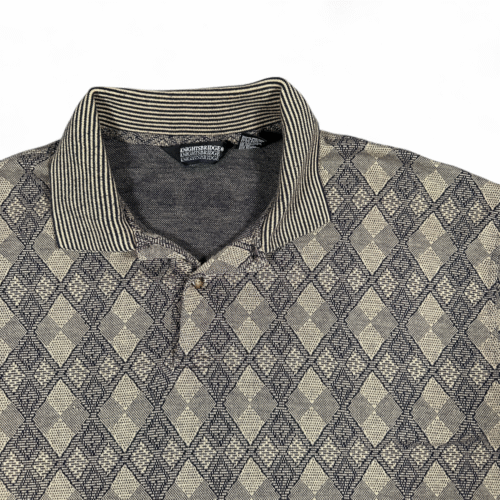Vintage Knightsbridge Polo Shirt Adult EXTRA LARGE Brown Black Argyle Preppy 90s
