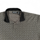 Vintage Knightsbridge Polo Shirt Adult LARGE Black Brown Herringbone Preppy 90s