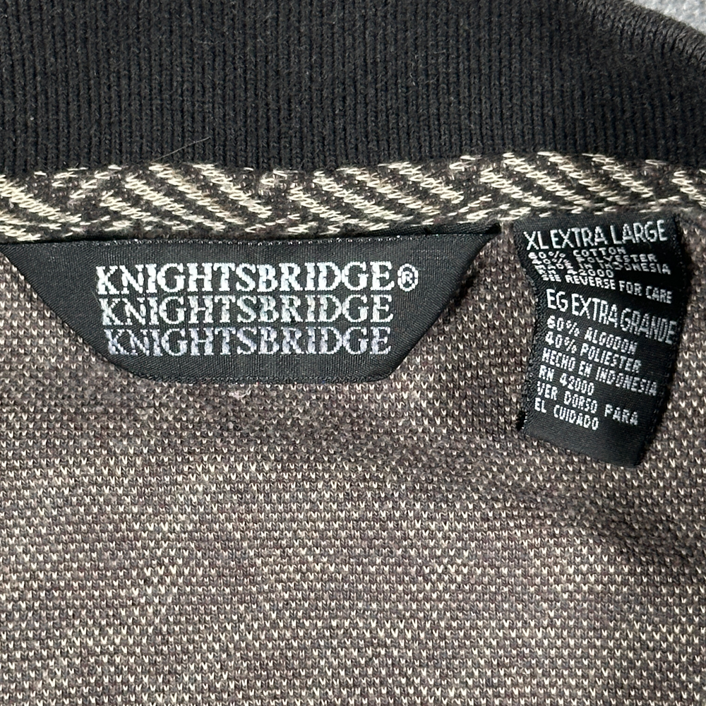 Vintage Knightsbridge Polo Shirt Adult LARGE Black Brown Herringbone Preppy 90s-4 Vintage Knightsbridge Polo Shirt Adult LARGE Black Brown Herringbone Preppy 90s
