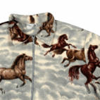 Vintage Horses Jacket Womens 2X Brown Gray Fleece Western Bon Worth Zip 90s