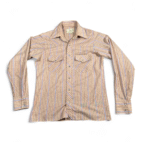Vintage County Seat Western Shirt Adult SMALL Brown Pink Striped Cowboy 70s