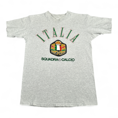 Vintage Soccer Shirt Adult MEDIUM Gray Italia Squadra Calcio Italy USA Made 90s