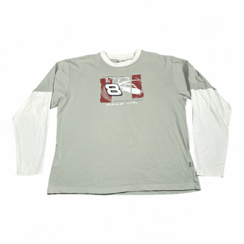 Vintage Dale Earnhardt Jr Shirt Adult LARGE Gray Budweiser NASCAR Auto Race Y2K