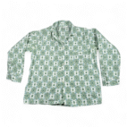 Vintage Marlowe Shirt Adult LARGE White Green Paisley Pajama Top Lounge USA 70s