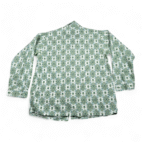 Vintage Marlowe Shirt Adult LARGE White Green Paisley Pajama Top Lounge USA 70s