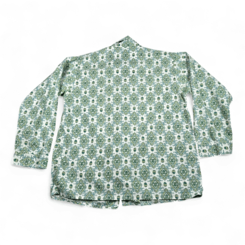 Vintage Marlowe Shirt Adult LARGE White Green Paisley Pajama Top Lounge USA 70s