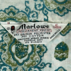 Vintage Marlowe Shirt Adult LARGE White Green Paisley Pajama Top Lounge USA 70s