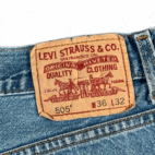 Levis 505 Jeans Mens 36x32 Blue Regular Fit Straight Leg Light Wash Denim Y2K