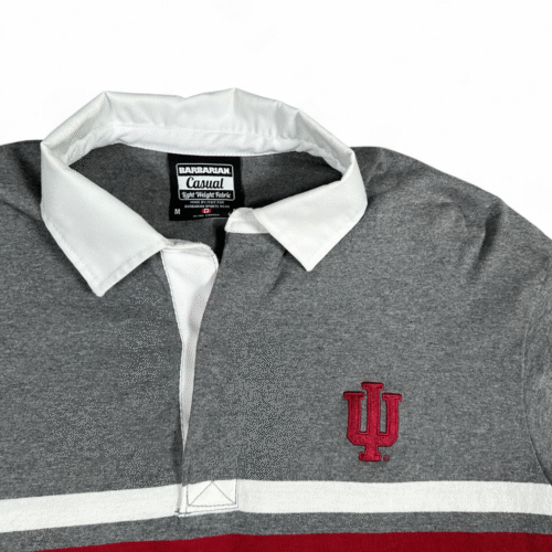 Indiana Hoosiers Polo Shirt Adult MEDIUM Gray White Red Rugby College University