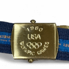 Vintage Levis Belt Mens 30 Blue Canvas Slide 1980 Olympic Games USA 80s