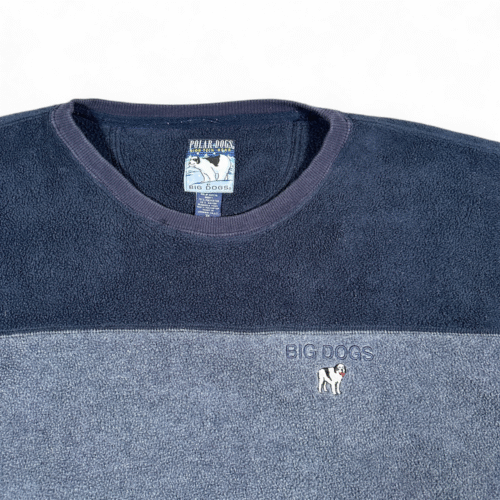 Vintage Big Dogs Sweatshirt Adult 3XL Blue Fleece Colorblock Polar Dogs Logo 90s