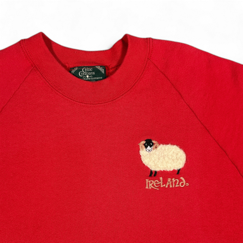 Vintage Ireland Sweater Adult MEDIUM Red Sweatshirt Sheep Celtic Creations 90s