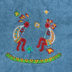 Vintage Kokopelli Jacket Womens LARGE Blue Denim Bakery Embroidered Western 90s