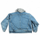 Vintage Jean Jacket Adult LARGE Blue Denim Quilted Hooded Blanket Lined 90s