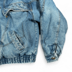 Vintage Jean Jacket Adult LARGE Blue Denim Quilted Hooded Blanket Lined 90s