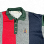 Vintage Bugle Boy Sweater Adult LARGE Gray Colorblock Sweatshirt Polo Crest 90s