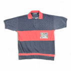 Vintage Mark Elliot Polo Shirt Adult SMALL Blue Colorblock Military Patch 90s