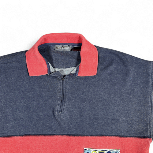 Vintage Mark Elliot Polo Shirt Adult SMALL Blue Colorblock Military Patch 90s