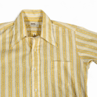 Vintage Montgomery Ward Shirt Adult MEDIUM Yellow Blue Striped Knit Disco 70s