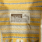 Vintage Montgomery Ward Shirt Adult MEDIUM Yellow Blue Striped Knit Disco 70s