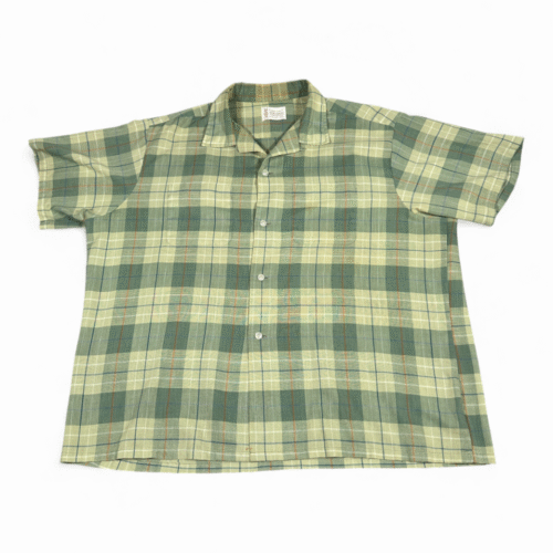 Vintage Towncraft Shirt Adult EXTRA LARGE Green Plaid JC Penneys Loop Camp 60s