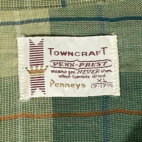 Vintage Towncraft Shirt Adult EXTRA LARGE Green Plaid JC Penneys Loop Camp 60s