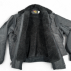 Vintage King Louie Jacket Adult LARGE Black Bomber Sherpa Fur Collar USA 80s