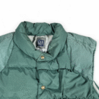 Vintage Gap Vest Adult LARGE Green Gray Down Puffer Quilted Hooded Outdoor 90s