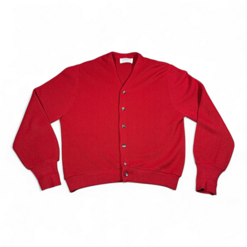 Vintage Robert Bruce Sweater Adult MEDIUM Red Cardigan Orlon Par 70 Golf 70s