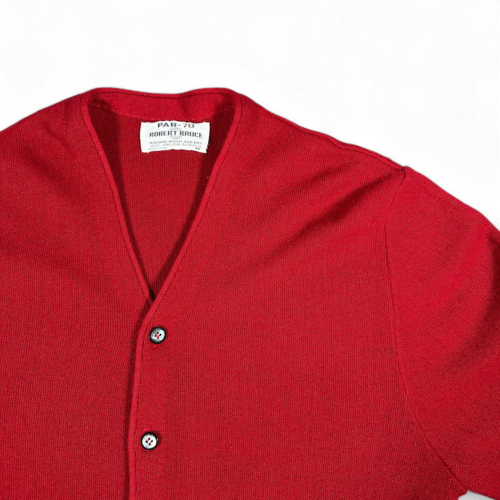 Vintage Robert Bruce Sweater Adult MEDIUM Red Cardigan Orlon Par 70 Golf 70s